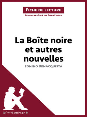 cover image of La Boîte noire et autres nouvelles de Tonino Benacquista (Fiche de lecture)